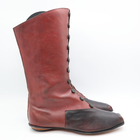 CYDWOQ Handmade Brown Red Leather Boots Women’s Eu 38 Hand Made in USA - Picture 1 of 10